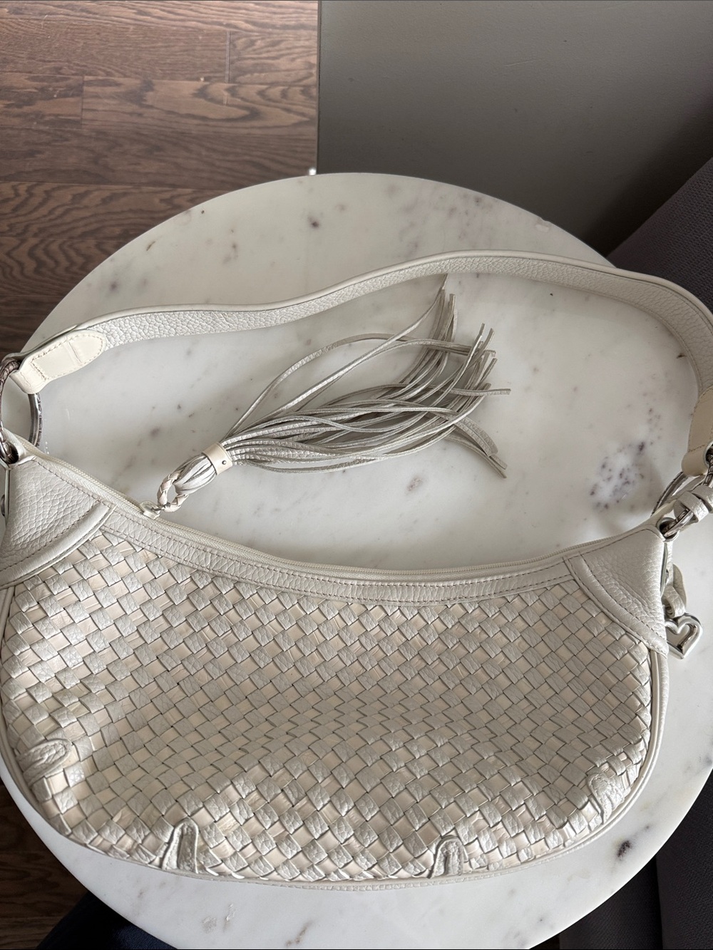 Brighton Vintage Woven Leather Shoulder Bag with Tassel - Picture 2 of 9